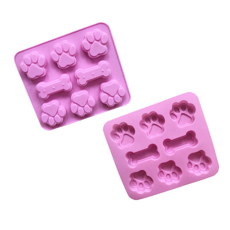 paw and bone ice cube mold front and bakc