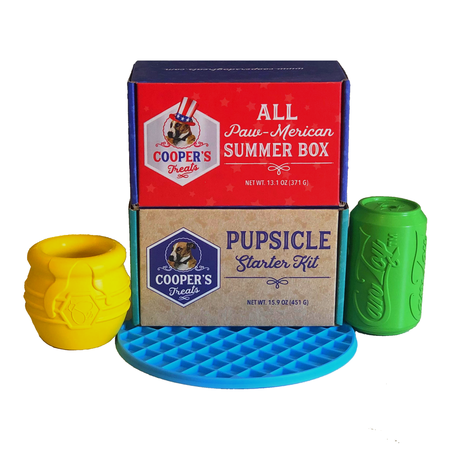 Lick mat, Pupsicle Starter Kit, Summer Box, soda can treat holder, honey pot